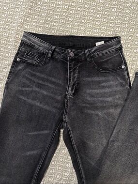 SHEIN High Rise Black Washed Skinny Jeans